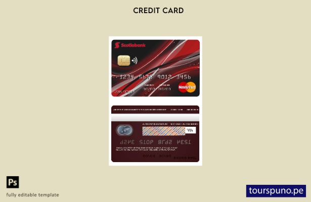 lista para imprimir plantilla de mastercard del banco Nova de Canadá